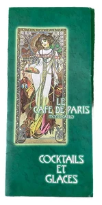 Menú de cócteles y postres vintage Le Café De Paris Monte Carlo Mónaco - Imagen 1 de 6