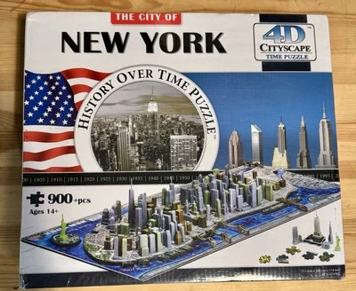4D Cityscape 3D New York City Skyline Time Puzzle 900+ Piece Jigsaw City Map NEW - Image 1 of 4