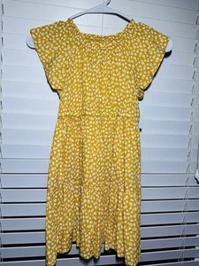 NWT Cat & Jack Girls Mustard Floral Dress, Size S (6/6X) - Picture 1 of 3