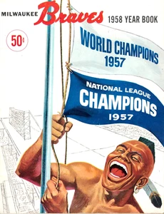 1958 Milwaukee Braves 50-seitiges Jahrbuch EX+ mit kostenlosem Versand - Bild 1 von 2