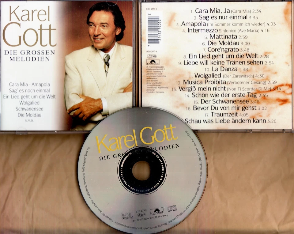 KAREL GOTT – CD – DIE GROSSEN MELODIEN von 1995 mit 18 TITELN - Bild 1 von 1