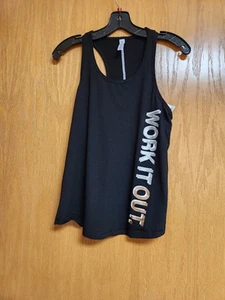 Black "Work It Out" Racerback Tank Top. NWT. XS. By Ideology. Cute. - Picture 1 of 7