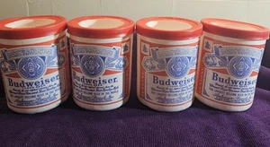 1980s Budweiser Beer Styrofoam Single Can Coozie Koozie Handler Vintage Lot Of 4 - Picture 1 of 10