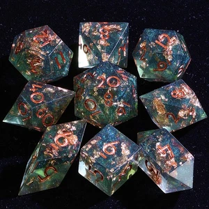 9 Polyhedral Sets DnD Dice Golden Verdant for Dungeons Dragons RPG - Picture 1 of 3