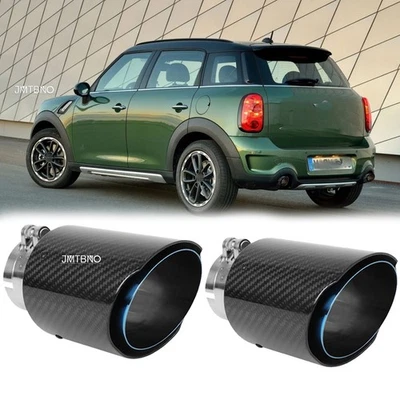 Par de tubos de escape de fibra de carbono de 2,5" en 3,5" de salida de acero inoxidable para Mini Cooper Foto 1 de 4