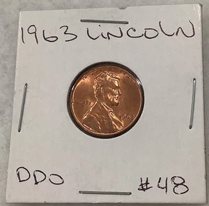 1963 P Lincoln Penny Cent DDO Error Uncirculated # 48 - Picture 1 of 9