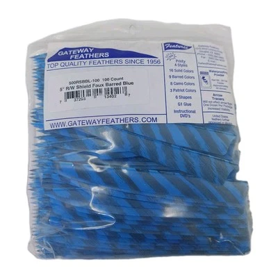 100 Pack Gateway Feathers 5" Right Wing: Shield Faux Barred Blue 500RSBBL-100 - Image 1 of 4