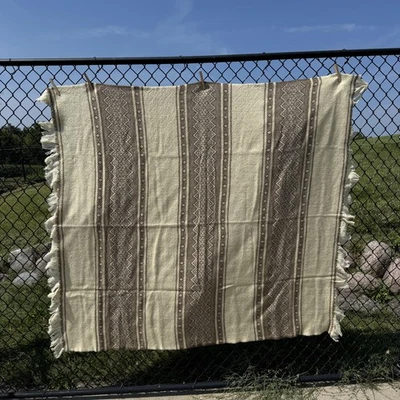 Vintage Amana Woolen Mills Blanket Throw Wool Fringed USA Southwest Decor - Image 1 of 4
