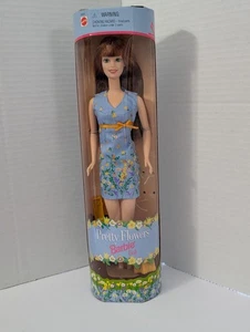 Vintage 1999 Mattel Pretty Flowers Barbie Doll Blue Floral Dress Sealed NIB - Picture 1 of 7