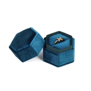 Hexagon Velvet Ring Box jewelry box Display Holder  for Wedding Engagement>~E - Picture 1 of 19