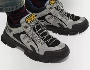$1140 Gucci 8.5 Sega Flashtrek Grey Shoes Sneakers Reflective New - Picture 1 of 7