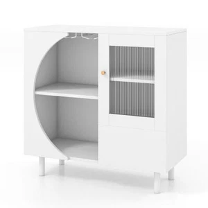 Kitchen Sideboard with Glasses Holder for Living Room Dining Room-White - Picture 1 of 5