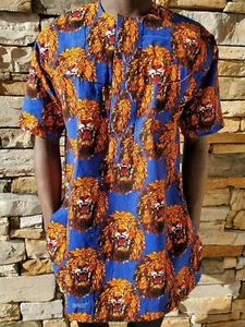 Igbo/Africano Tradicional Isi Agu Wear, Azul - Imagen 1 de 3