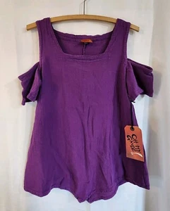 Oh My Gauze! Blusa túnica para mujer Dana recorte hombro violeta talla 1 S/M - Imagen 1 de 11