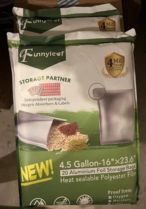 FUNNYLEAF NWT 4.5 Gallon Heat Sealable 2000cc Oxygen Absorber Mylar Bags (40pk) - Picture 1 of 5