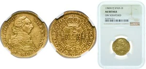 Spain 1780 M PJ 2 Escudos Gold 901 NGC AU - Picture 1 of 1
