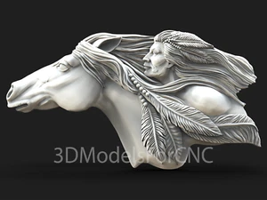 3D Model STL File for CNC Router Laser & 3D Printer Native American with Horse