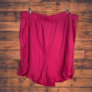 1 Clique Hot Pink Linen Blend Ruffle High-waist Shorts 3X - Picture 1 of 9