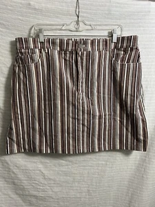 NUEVO CON ETIQUETAS FOREVER 21 Falda Corta Mujer Borgoña/Marfil Rayas Pana Talla 2X - Imagen 1 de 6