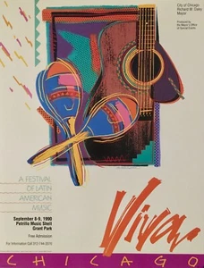 VIVA CHICAGO 1990 LATIN AMERICAN MUSIC FESTIVAL POSTER GRANT PARK 26" X 20" NEW - Picture 1 of 1