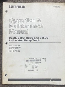 Caterpillar D25C,D30C,D35C,D350C Articulated Dump Truck SEBU8641 June 1987 - Picture 1 of 3