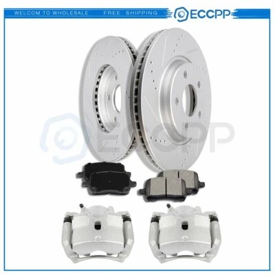 前刹车卡钳制动转子制动垫套装 8 件套适用于 2005 - 2010 庞蒂亚克 G6 — 第 1/4 张图片