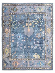 New Blue Oversize Oushak Turkish Handmade Multi Color Pattern Rug 10.3x13.6 feet - Picture 1 of 16