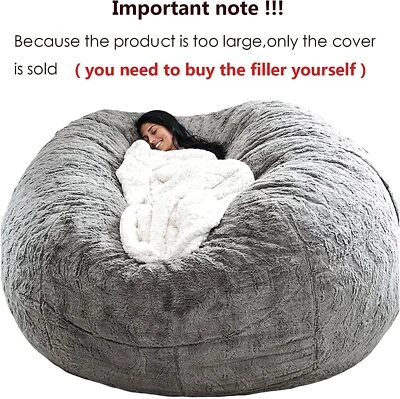 Microsuede 7ft Giant Bean Bag Memory Living Room Chair Soft Cover | No Filling - Image 1 of 4