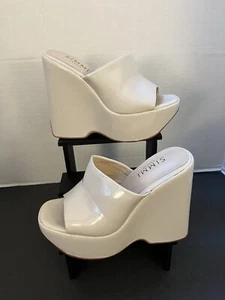 (NEW) SIMMI London Stone Patent Chunky Heel Sandal - Open Toe Woman's Size 6 - Picture 1 of 8