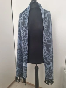 DENNIS BASSO BLUE SOFT DAMASK PRINT SCARF 22'' X 88'' WORN ONCE - Picture 1 of 11