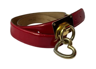 Cinturón vintage MOSCHINO Redwall En Heart cuero rojo hebilla talla Euro 46/35 EE. UU. Foto 1 de 4