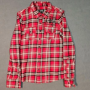 Sinful by Affliction Tartan Wings button down plaid shirt Black Snap Size L - Picture 1 of 10