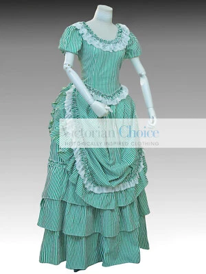 Victorian 1890s Cotton Bustle Dress Garden Tea Party Gown Period Theater 711 - Image 1 of 4