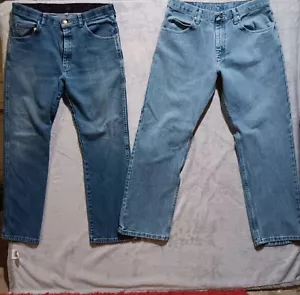 2 Pairs Of Blue Wrangler Jeans 34×29 Regular/Relaxed Fit - Picture 1 of 3