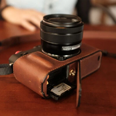Genuine Leather Camera Bag Base Case Cover Neck Belt Strap For Fuji Fujifilm XE4 - Image 1 of 4