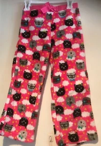 NWOT GIRL'S JOE BOXER FLEECE PAJAMA PANTS PINK W/ CAT FACES, CLOUDS SIZE 4/5 - Picture 1 of 3