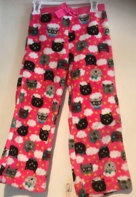 NWOT GIRL'S JOE BOXER FLEECE PAJAMA PANTS PINK W/ CAT FACES, CLOUDS SIZE 4/5 - Image 1 of 3