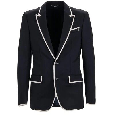 Chaqueta Blazer Jersey DOLCE & GABBANA Pico Solapa Azul Blanco 46 EE. UU. 36 S  Foto 1 de 4