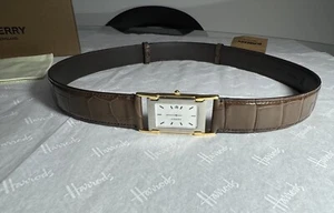 BURBERRY Men Faux Watch Leather Croc Effect Belt Size 85 RRP £650 NEW BOX - Picture 1 of 23