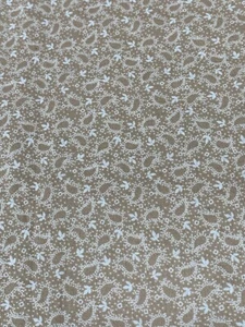 Vintage Cotton Fabric Beige Floral Print 1/2 Yard 42" Wide - Picture 1 of 5