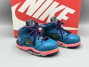 Nike Air Jordan 5 V Retro (TD) Tropical Teal Digital Pink 440890-307 - Sz 6C - Picture 1 of 6