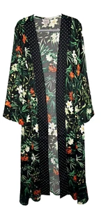 Jeannie Mai X INC Kimono Robe Womens Size 2X Floral Polka Dot Open Front Satin - Picture 1 of 9