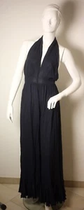 Italian vintage designer navy blue silk pantsuit-circa 1990s-EU 34/36-US 2/4 - Picture 1 of 11