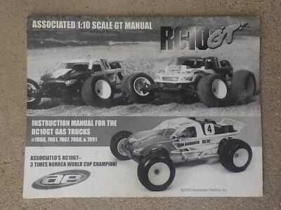 Nice 2003 Team Associated RC10GT Manual for Kits 7060, 61, 67, 68 & 91 - Image 1 of 4