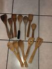 Vintage Lot 12 Wooden Spoons Oval Circle Hollow Square Slanted 2 Paula Dean #680