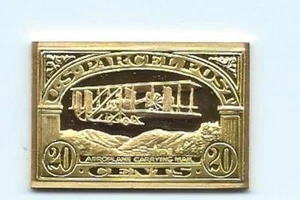 1912 Established Rates Forth-Class 20¢ Stamp 24 Karat Gold Over Solid Silver - Picture 1 of 2