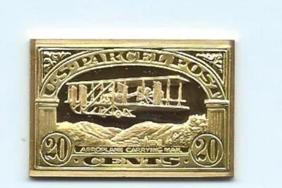 1912 Established Rates Forth-Class 20¢ Stamp 24 Karat Gold Over Solid Silver - Image 1 of 2