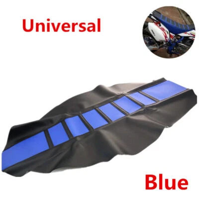 Cubierta de asiento de motocicleta azul suave con pinza de cuero de goma acanalada para Suzuki Foto 1 de 4