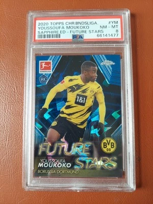 Youssoufa Moukoko 2020 Topps Chrome Bundesliga Future Stars Sapphire RC PSA 8 - Image 1 of 2