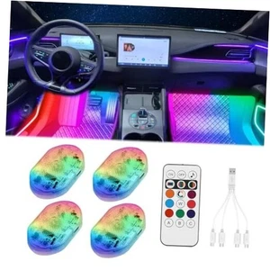 4Pcs LED Interior Car Lights Wireless with Remote, Portable USB Rechargeable  - Picture 1 of 7